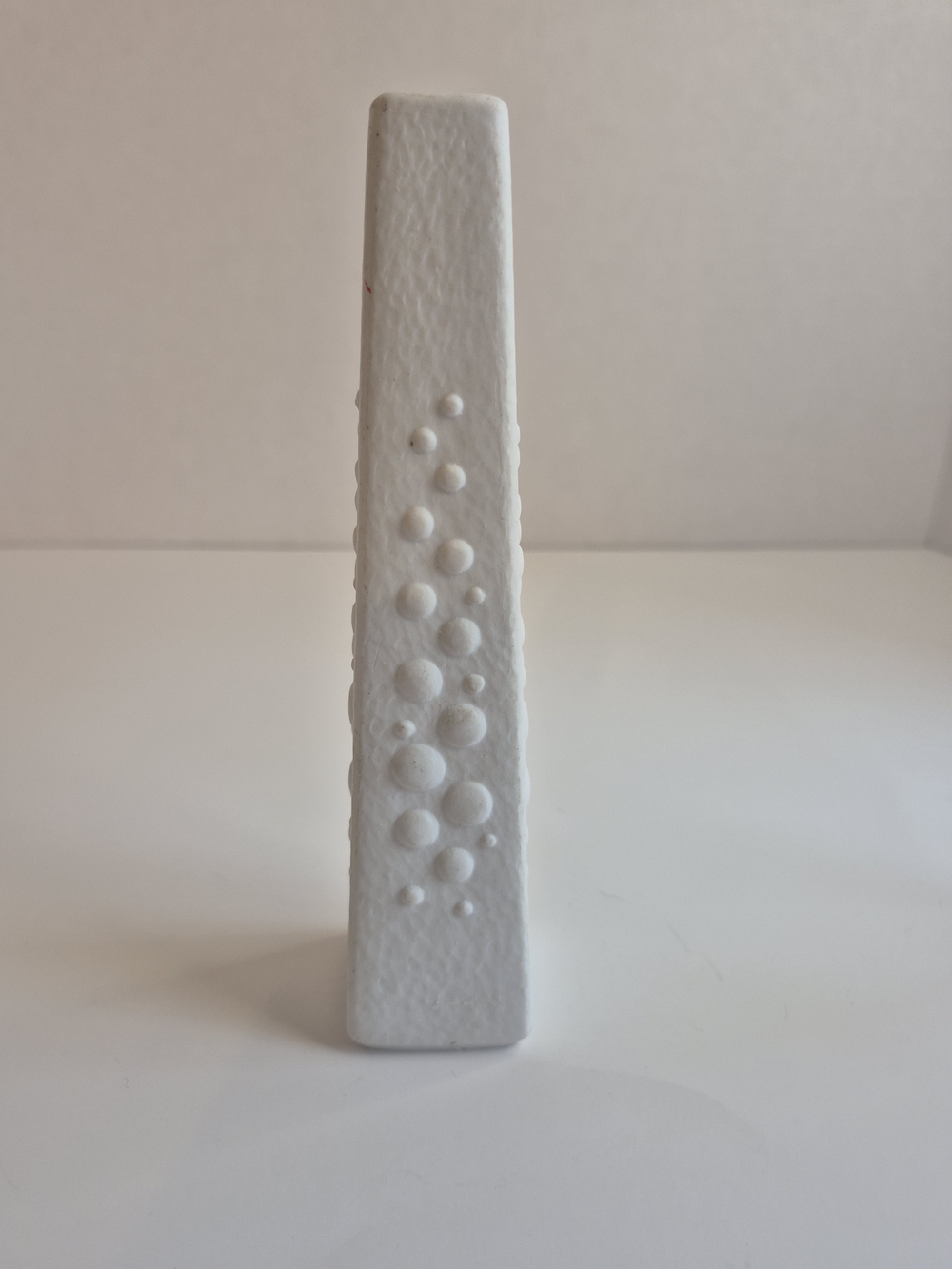 KPM Bavaria Germany White Matte Porcelain Obelisk Tapered Textured Mini Vase